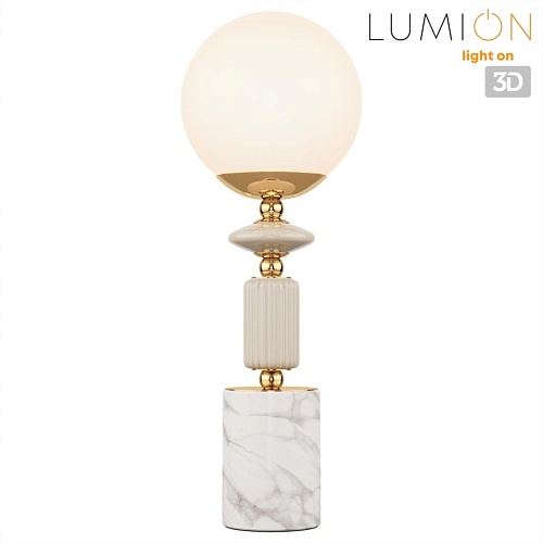 картинка LUMION 6580/1T CLASSI LN26 36 французское золото, серый/белый металл, керамика/стекло Лампа настольн