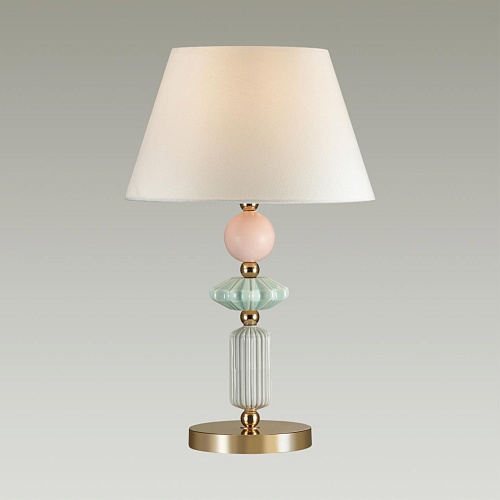 картинка ODEON LIGHT 4861/1TB CLASSIC ODL_EX22 133 золотой/раноцветн.керамика/абажур Настольная лампа E27 1*6