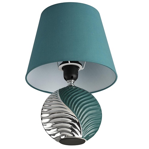картинка LUMION 8139/1T MODERNI LN26 491 бирюзовый/серебро, керамика/текстиль Настольная лампа Е27 1*60W 220V