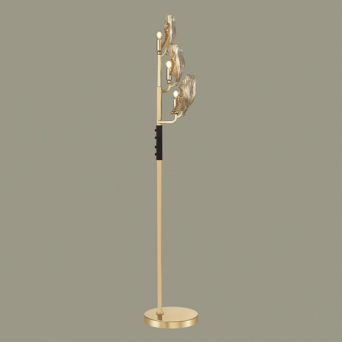 картинка ODEON LIGHT 4870/3F HALL ODL_EX22 000 золотой/чёрный/стекло Торшер E14 3*40W VENTAGLIO