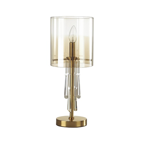 картинка ODEON LIGHT 4886/1T HALL ODL_EX23 153 бронзовый/янтарн./металл/стекло Настольная лампа E14 1*40W NIC