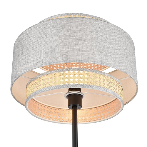 картинка LUMION 8043/1F MODERNI LN26 338 черный/серый/бежевый, металл/текстиль/ротанг Торшер Е27 1*60W 220V L