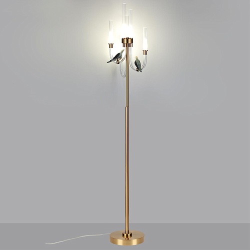картинка ODEON LIGHT 5431/12FL L-VISION ODL_EX25 095 золотой(под латунь)/белый градиент/беж./зеленый/ металл/
