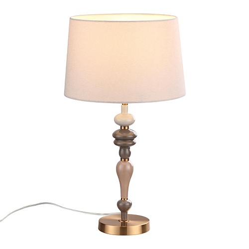 картинка ODEON LIGHT 5040/1T CLASSIC ODL24 371 античн.бронза/беж.абажур/металл/керамика Насттол.лампа E27 1*6