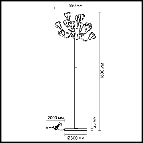картинка ODEON LIGHT 5090/12F MODERN ODL25 553 черный матовый/белый/фарфор Торшер G4 LED 12*5W GARDI