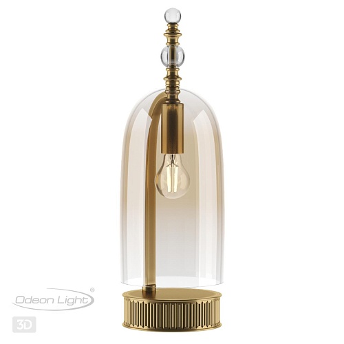 картинка ODEON LIGHT 4892/1T NEO ODL_EX22 147 бронзовы/коньячный/стекло Настольная лампа E14 1*40W BELL