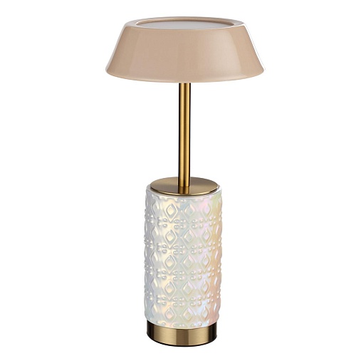 картинка ODEON LIGHT 5454/8TLA L-VISION ODL_EX26 010 светлая бронза/бежевый/жемчужный/металл/керамика Настоль