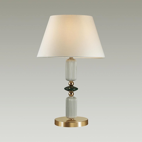 картинка ODEON LIGHT 4861/1TC CLASSIC ODL_EX22 133 золотой/раноцветн.керамика/абажур Настольная лампа E27 1*6