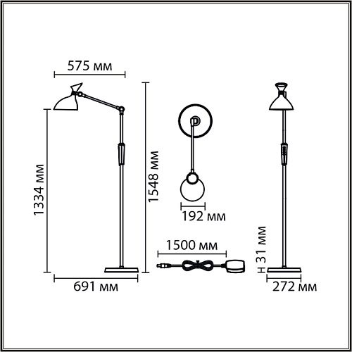 картинка LUMION 8331/15FL LEDIO LN26 458 черный, металл/пластик Торшер LED 15W 3000/4000/6000K 220-240V ССТ/д