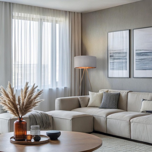 картинка LUMION 8075/1F NEOCLASSI LN26 466 золото/серый, металл/текстиль Торшер E27 1*60W 220V AVIOLA