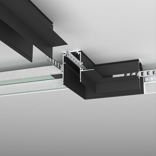 картинка Elektrostandard Slim Magnetic Коннектор угловой для встраиваемого шинопровода под ГКЛ 12,5мм черный 