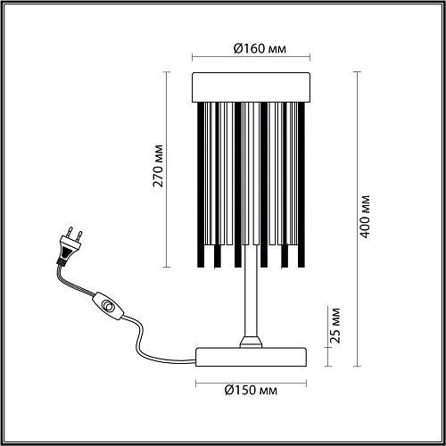 картинка ODEON LIGHT 4788/2T HALL ODL21 643 золото/металл/стекло Наст.лампа E14 2*40W YORK