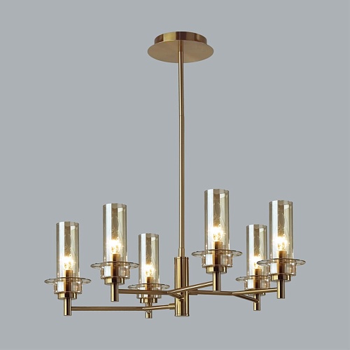 картинка LUMION 6554/6C CLASSI LN26 097 бронза/коньячный/металл/стекло Люстра потолочная E14 6*40W 220V MADON