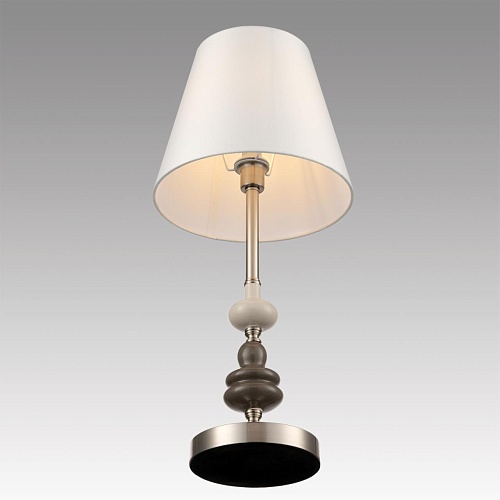 картинка LUMION 8283/1T CLASSI LN26 051 никель/белый, металл/керамика/текстиль Настольная лампа Е14 1*40W 220