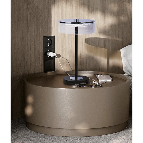 картинка LUMION 8203/1TL LEDIO LN26 531 серебро/черный/прозрачный, металл/акрил Настольная лампа LED 7W 4000К