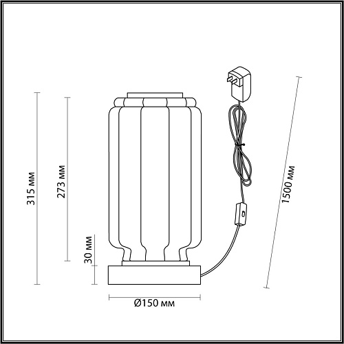картинка ODEON LIGHT 5409/10TL HIGHTECH ODL_EX24 105 черный/прозрачный/металл/стекло/акрил Настольная лампа L