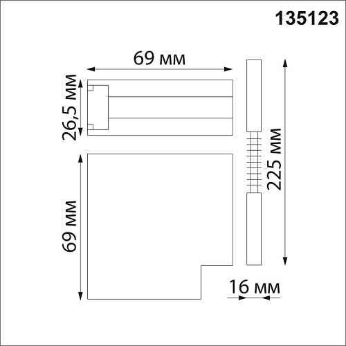 картинка NOVOTECH 135123 SHINO NT21 043 белый Соединитель с токопроводом для шинопровода Г-образный IP20 48V 