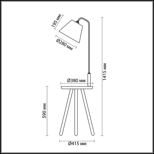 картинка ODEON LIGHT 4666/1F HALL ODL20 541 темное дерево/рогожка Торшер E27 1*60W 220V KALDA