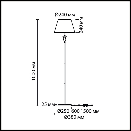 картинка LUMION 8275/1F CLASSI LN26 049 латунь/зеленый, металл/керамика/ткань Торшер Е27 1*60W 220V VERMONT