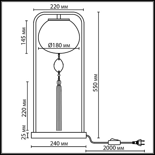 картинка ODEON LIGHT 5432/1T MODERN ODL_EX26 089 золотой(под латунь)/стекло/кисточка/агат Настольная лампа E1