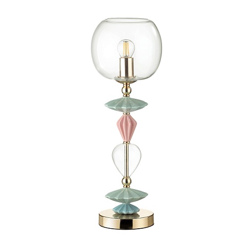 картинка ODEON LIGHT 4855/1T CLASSIC ODL_EX21 137 золото/разноцветн./керамика/стекло Настольная лампа E14 1*4