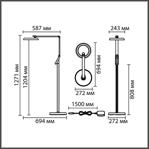 картинка LUMION 8332/15FL LEDIO LN26 458 темно-серый, металл/пластик Торшер LED 15W 3000/4000/6000K ССТ/димме