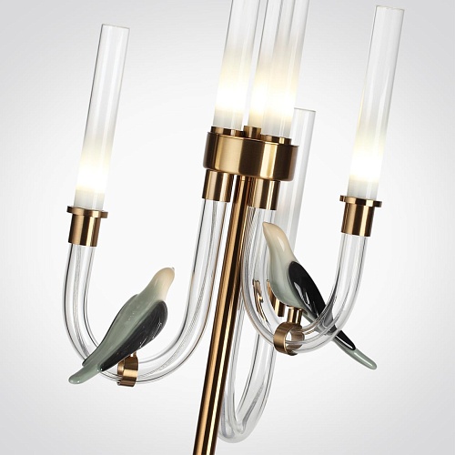 картинка ODEON LIGHT 5431/12FL L-VISION ODL_EX25 095 золотой(под латунь)/белый градиент/беж./зеленый/ металл/