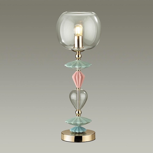 картинка ODEON LIGHT 4855/1T CLASSIC ODL_EX21 137 золото/разноцветн./керамика/стекло Настольная лампа E14 1*4
