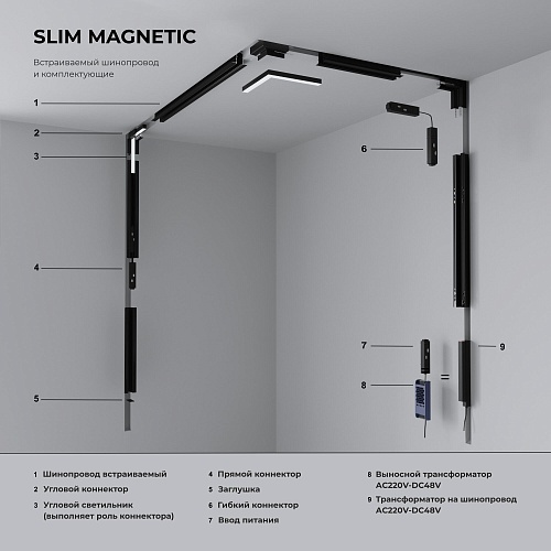 картинка Elektrostandard Slim Magnetic Коннектор угловой внутренний для встраиваемого шинопровода под ГКЛ 12,