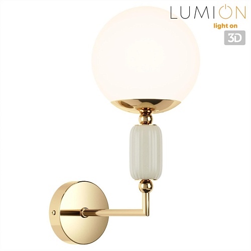 картинка LUMION 6580/1W CLASSI LN26 36 французское золото, серый/белый металл, керамика/стекло Настенный свет