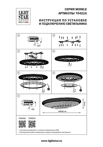 картинка Lightstar Люстра потолочная Monile  704212