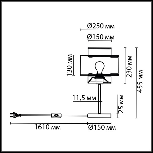 картинка LUMION 8043/1T MODERNI LN26 338 черный/серый/бежевый, металл/текстиль/ротанг Настольная лампа Е27 1*