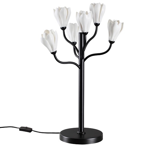 картинка ODEON LIGHT 5090/6T MODERN ODL25 553 черный матовый/белый/фарфор Настольная лампа G4 LED 6*5W GARDI