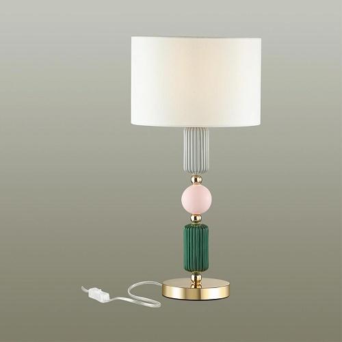 картинка ODEON LIGHT 4861/1T CLASSIC ODL_EX21 132 золото/разноцветн./керамика/абажур Настольная лампа E27 1*6
