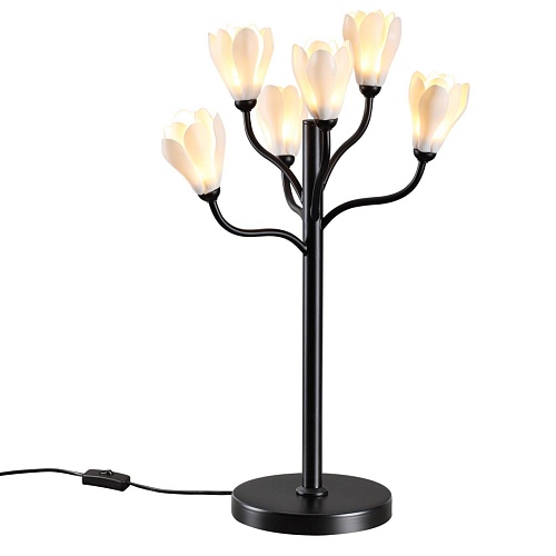 картинка ODEON LIGHT 5090/6T MODERN ODL25 553 черный матовый/белый/фарфор Настольная лампа G4 LED 6*5W GARDI