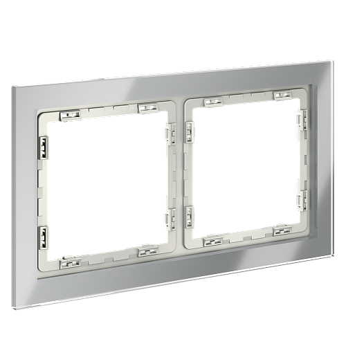 картинка Рамка стеклянная VOLTUM S70 на 2 поста, (сталь, стекло)