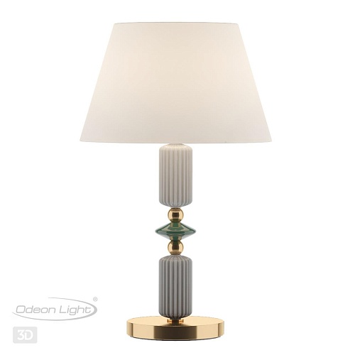 картинка ODEON LIGHT 4861/1TC CLASSIC ODL_EX22 133 золотой/раноцветн.керамика/абажур Настольная лампа E27 1*6