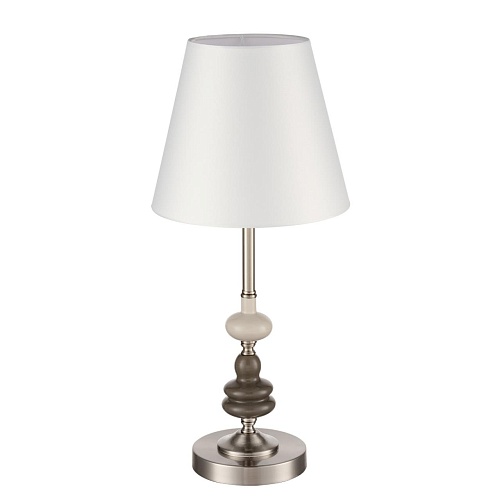 картинка LUMION 8283/1T CLASSI LN26 051 никель/белый, металл/керамика/текстиль Настольная лампа Е14 1*40W 220