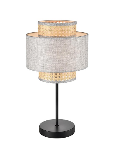 картинка LUMION 8043/1T MODERNI LN26 338 черный/серый/бежевый, металл/текстиль/ротанг Настольная лампа Е27 1*