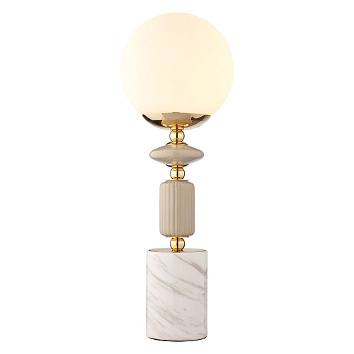 картинка LUMION 6580/1T CLASSI LN26 36 французское золото, серый/белый металл, керамика/стекло Лампа настольн