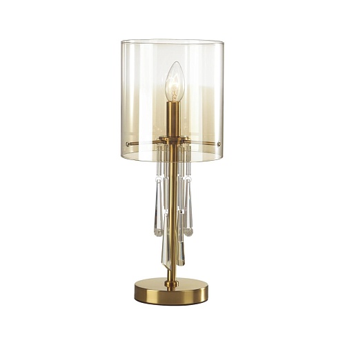 картинка ODEON LIGHT 4886/1T HALL ODL_EX23 153 бронзовый/янтарн./металл/стекло Настольная лампа E14 1*40W NIC