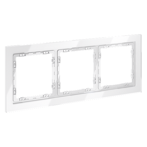 картинка Рамка стеклянная VOLTUM S70 на 3 поста, (белый, стекло)