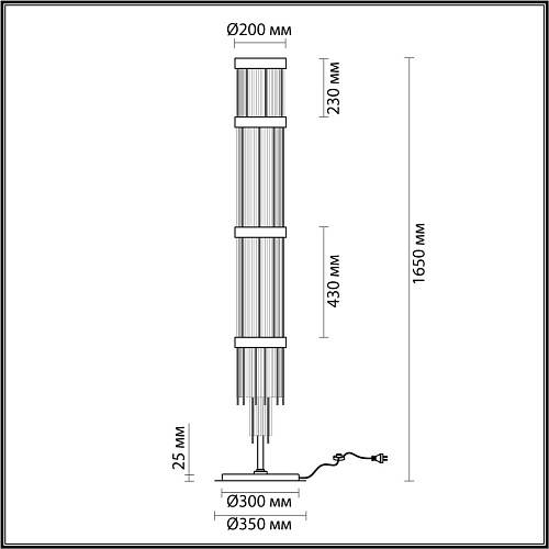 картинка ODEON LIGHT 4788/12F HALL ODL21 642 золото/металл/стекло Торшер E14 12*40W YORK