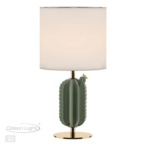 картинка ODEON LIGHT 5425/1T MODERN ODL_EX24 099 золотой/зеленый/белый/металл/керамика/ткань Настольная лампа
