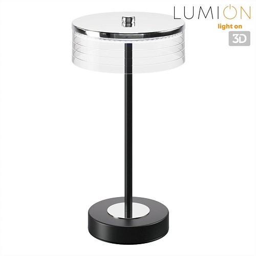 картинка LUMION 8203/1TL LEDIO LN26 531 серебро/черный/прозрачный, металл/акрил Настольная лампа LED 7W 4000К