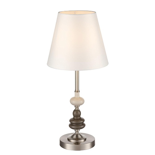 картинка LUMION 8283/1T CLASSI LN26 051 никель/белый, металл/керамика/текстиль Настольная лампа Е14 1*40W 220
