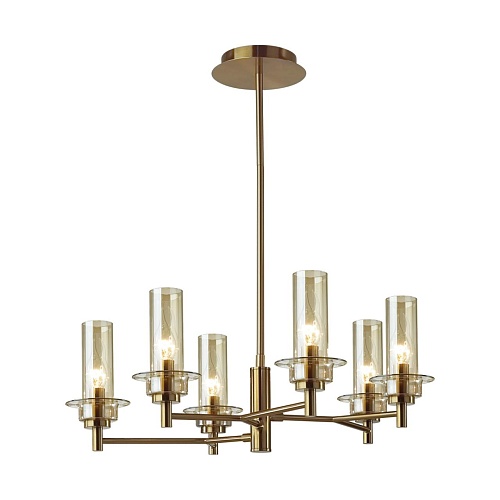 картинка LUMION 6554/6C CLASSI LN26 097 бронза/коньячный/металл/стекло Люстра потолочная E14 6*40W 220V MADON