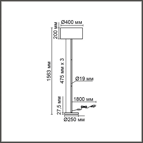 картинка LUMION 8251/2F MODERNI LN26 530  никель/серый, металл/текстиль Торшер Е27 2*60W 220V NIKKI