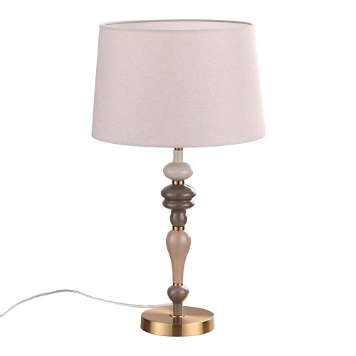 картинка ODEON LIGHT 5040/1T CLASSIC ODL24 371 античн.бронза/беж.абажур/металл/керамика Насттол.лампа E27 1*6