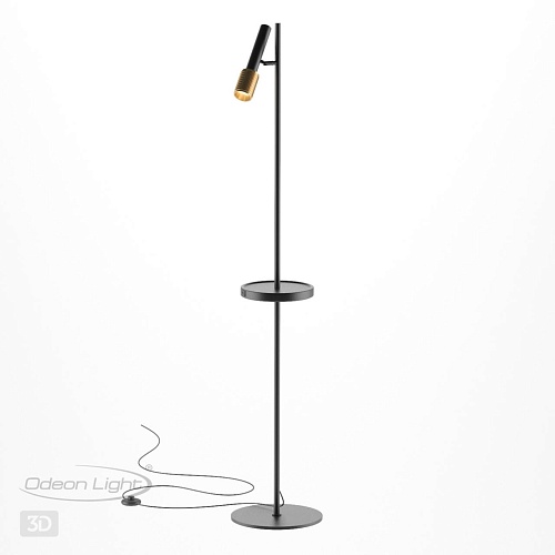 картинка ODEON LIGHT 4240/1F HIGHTECH ODL21 321 черн/зол/металл Напольн.св-ник c выкл, USB IP20 LED GU10 max 